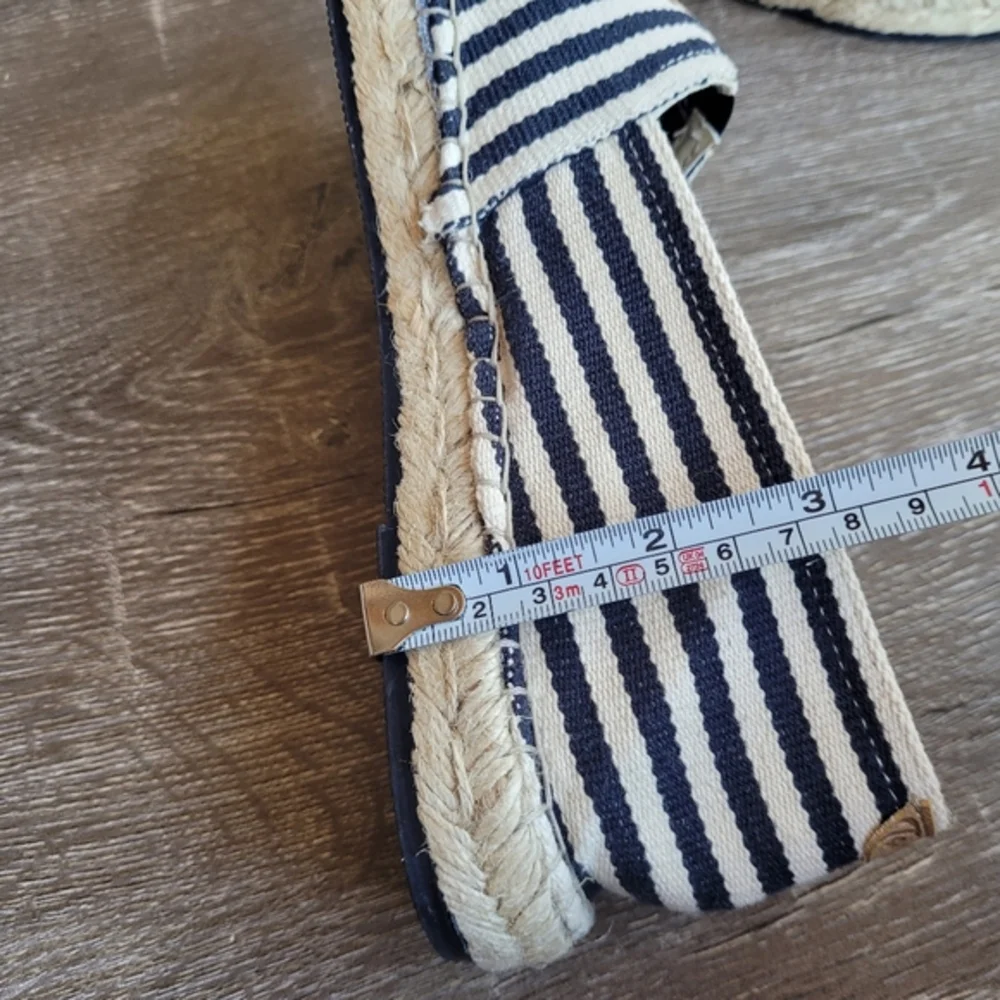 TONI PONS Navy Off White Stripe Espadrille Shoes Size 41